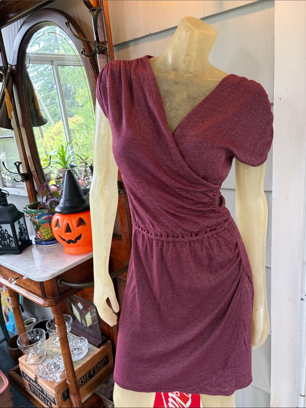 Michael Stars Shimmer Burgundy Wrap Dress